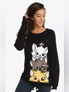 BoxLunch Exclusive Disney The Aristocats  kittens whimsical crewneck sweater XL